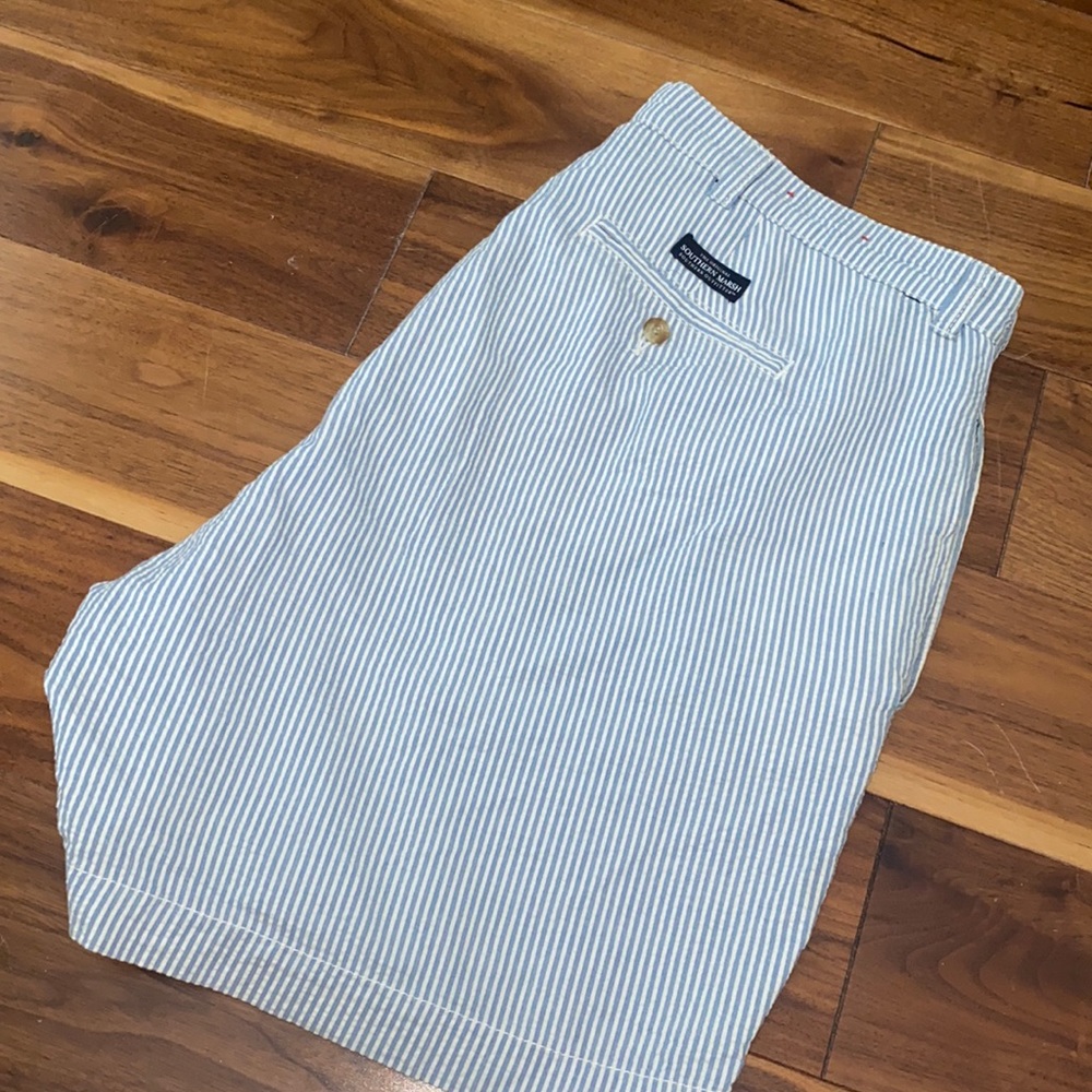 Southern Marsh seersucker flat front shorts